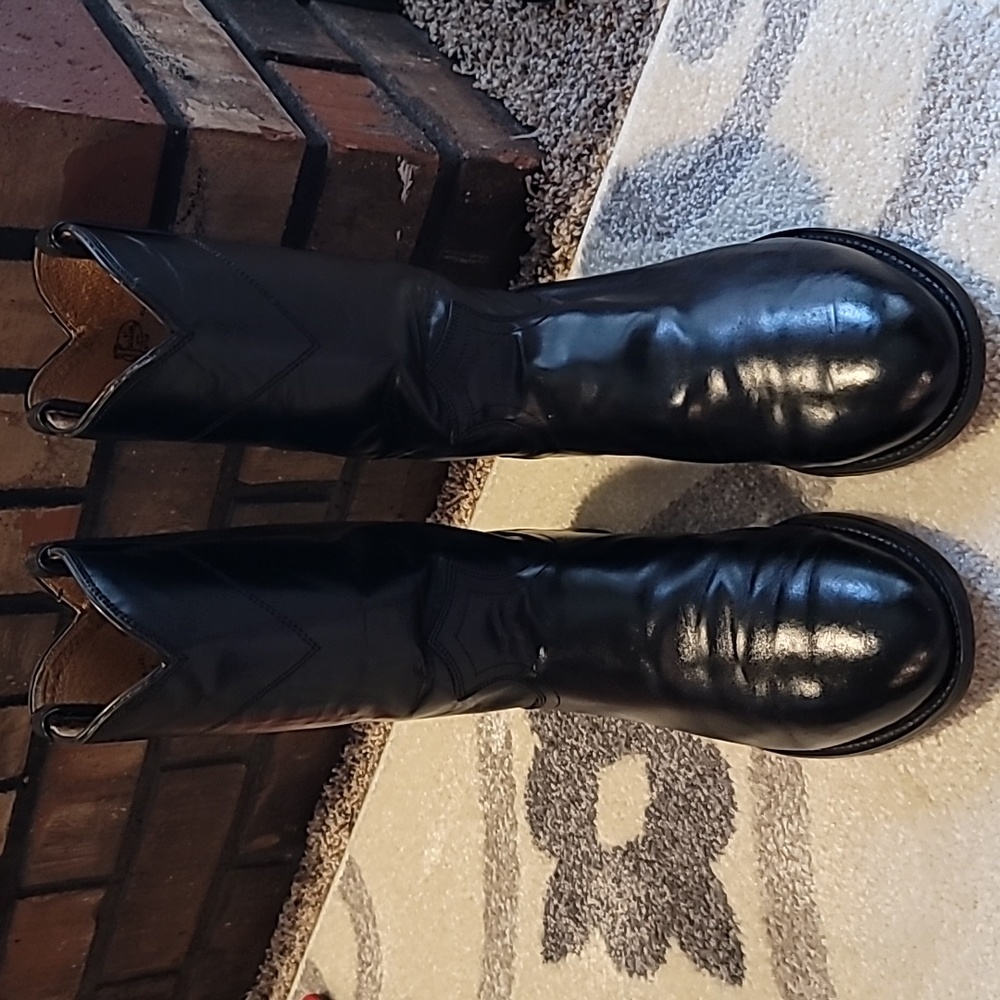 Justin Roper Boots Low heel Black leather mens sz 9.5D moto country military
